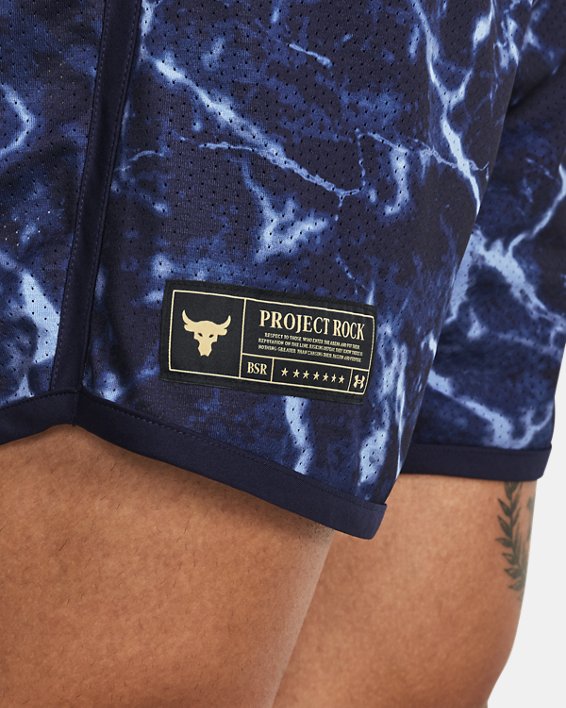 Men's Project Rock Mesh Printed Shorts in Blue image number 3